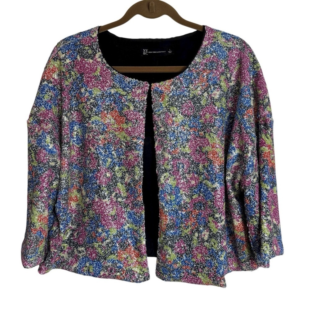 New York and Company Sequin Multicolor Jacket Large